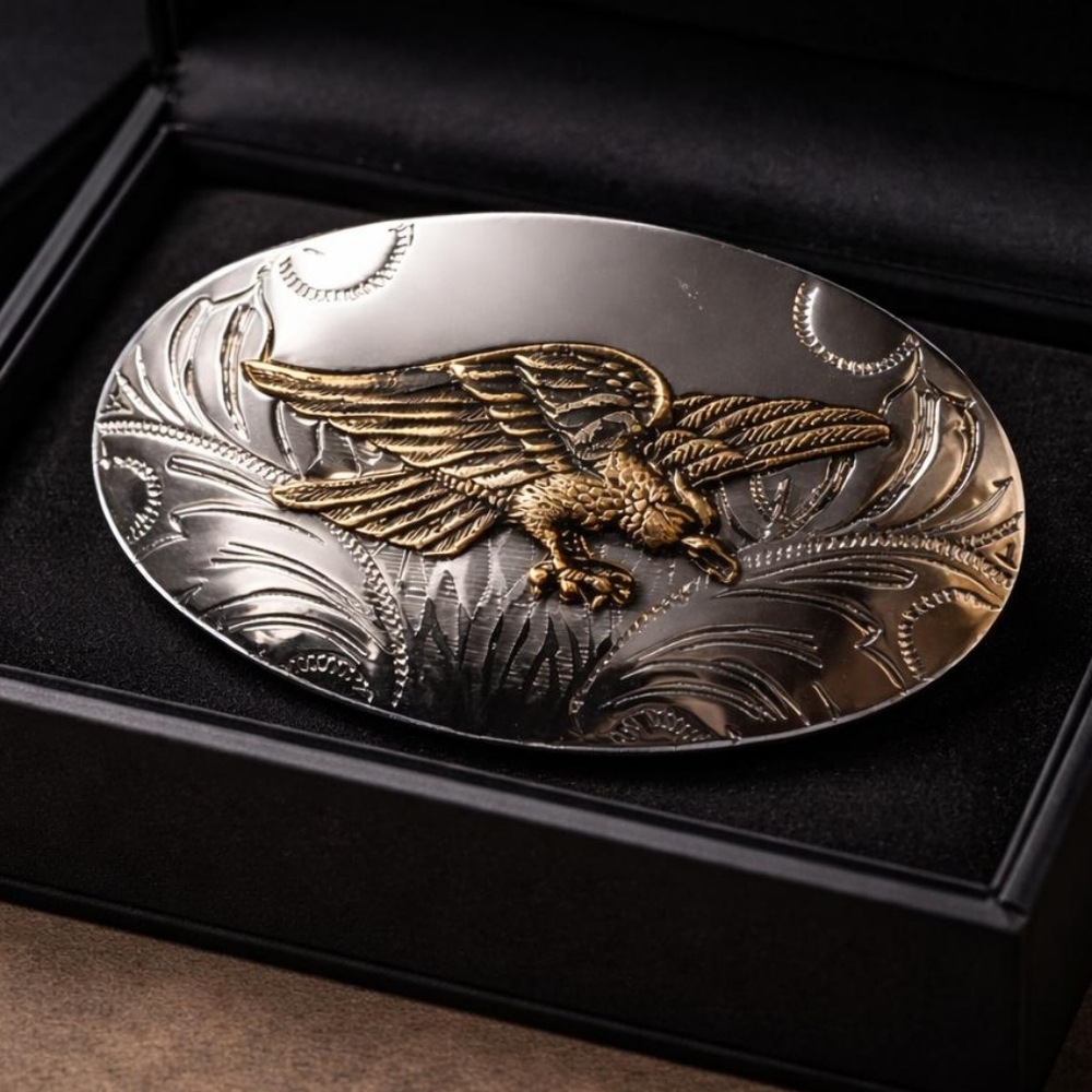 Silver and Gold Eagle Belt Buckle